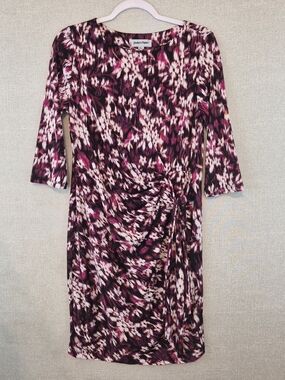 Shelby & Palmer Purple and Pink Floral Long Sleeve Shift Dress